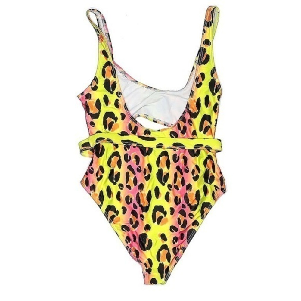 ASOS sz 12 one piece yellow leopard print swimsuit